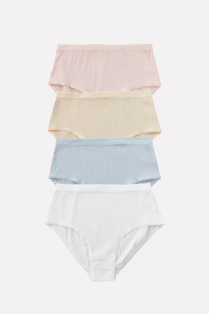 Ladies High Waisted Ribbed Cotton Brief Panty