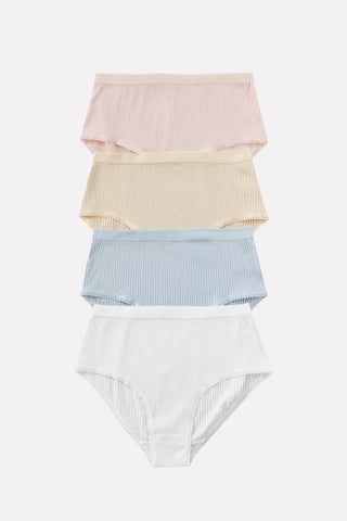 Ladies High Waisted Ribbed Cotton Brief Panty