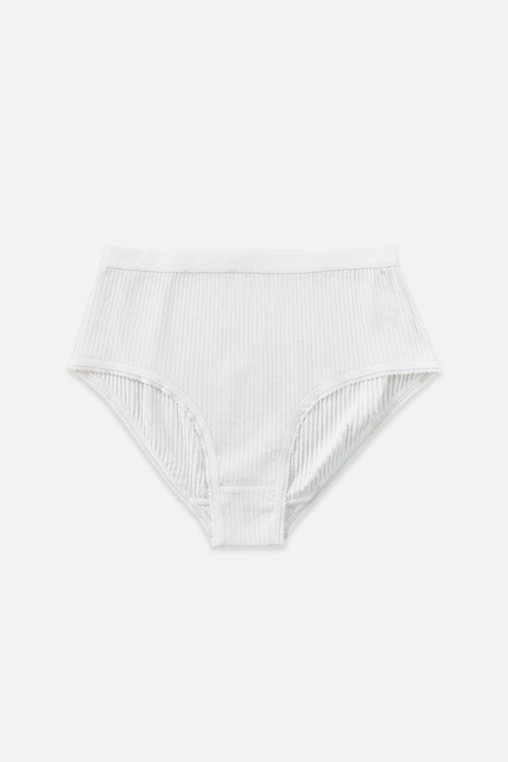 Ladies High Waisted Ribbed Cotton Brief Panty