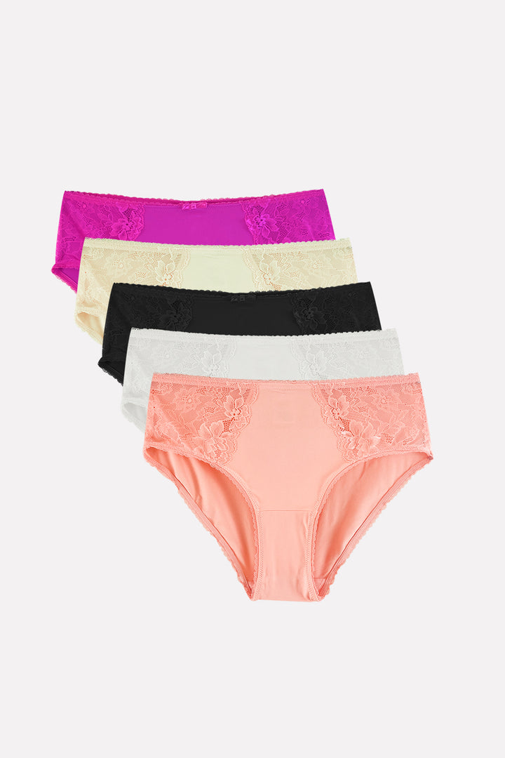 Womens High Waisted Stretch Lace Full Brief Panty