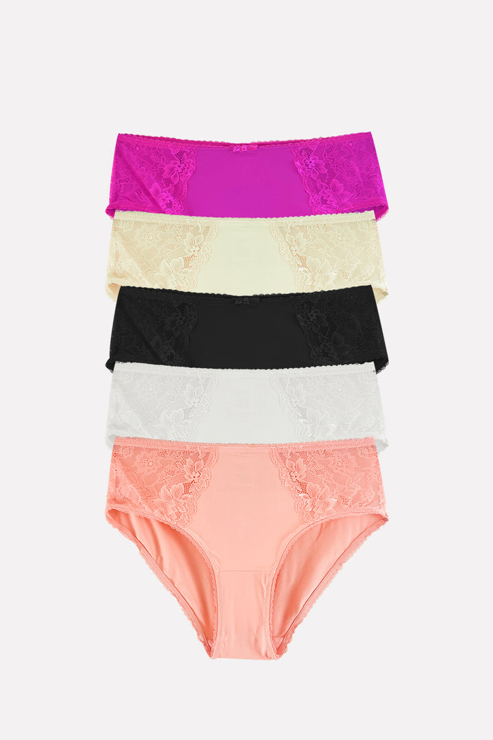 Womens High Waisted Stretch Lace Full Brief Panty