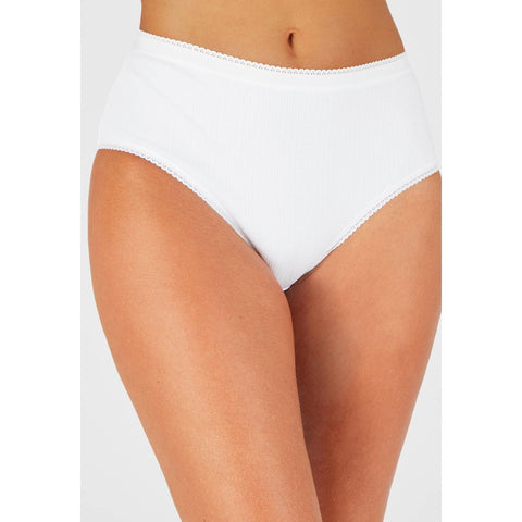Ladies High Waisted Ribbed Cotton Brief Panty