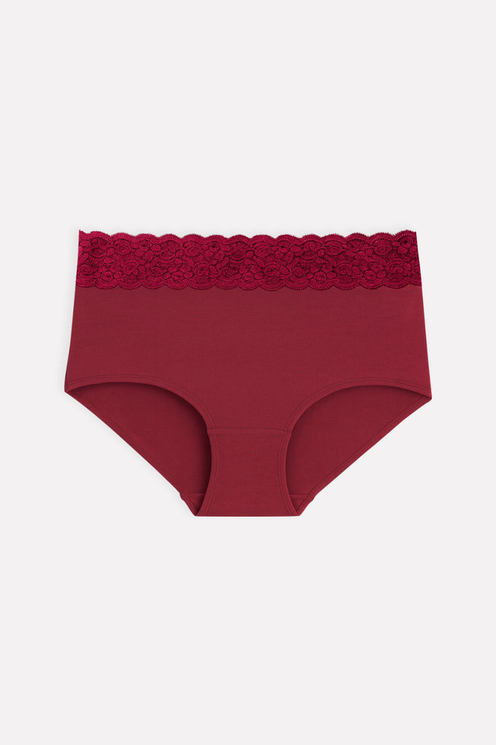 Womens Mid Waist Hipster Lace Brief Panty