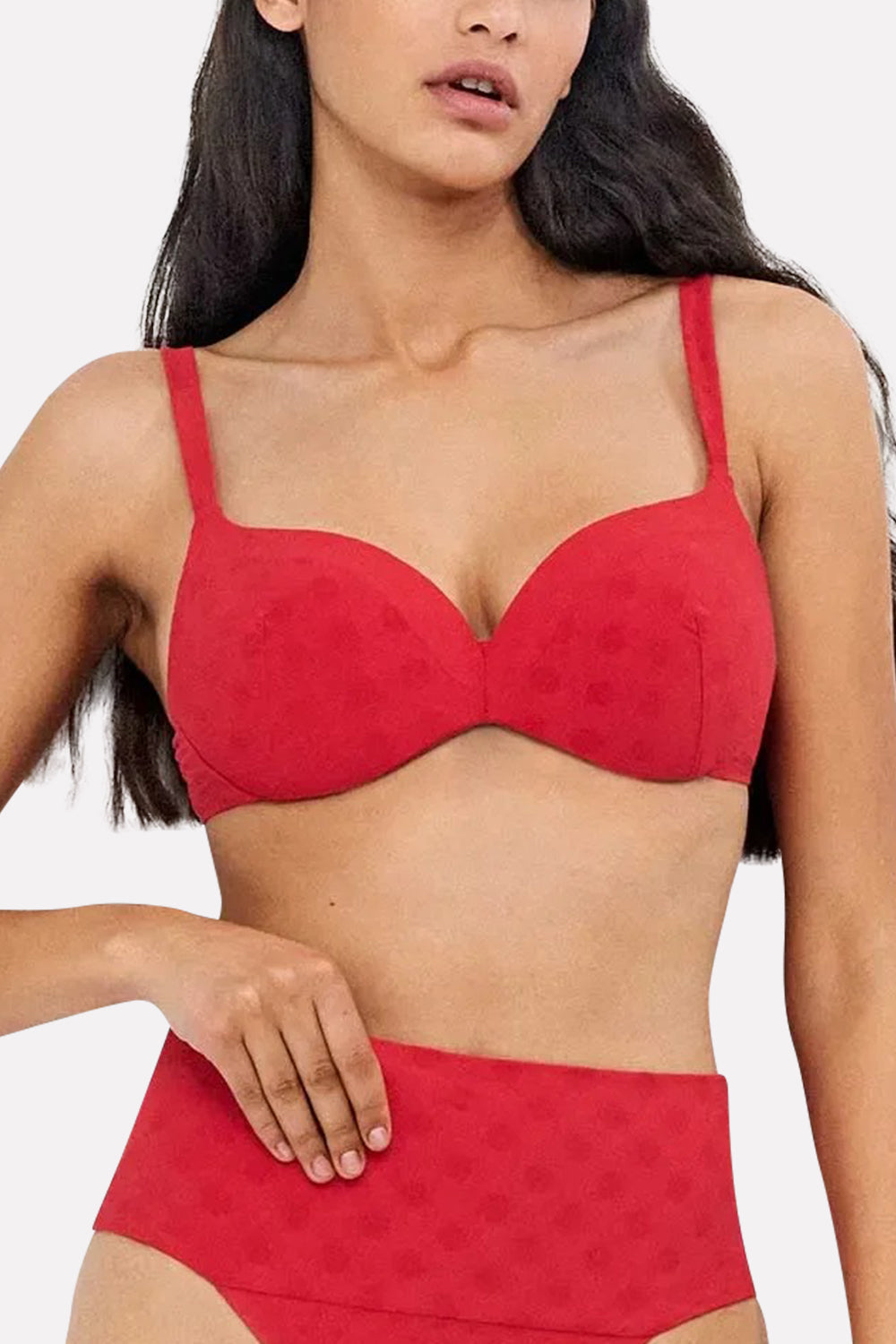 Womens Jacquard Underwired Padded Bikini Bra