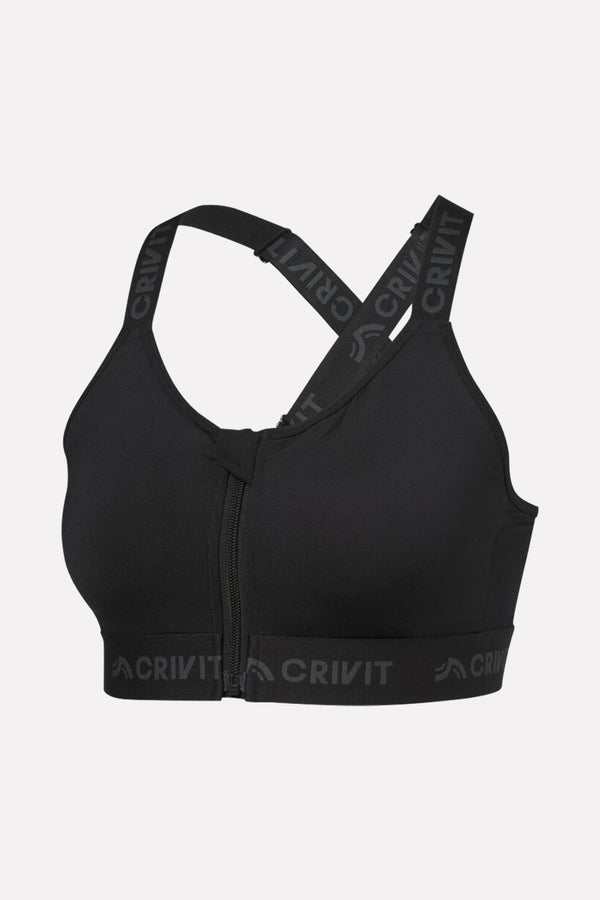 Womens High-Support Front Zip Sports Adjustable Straps Bra