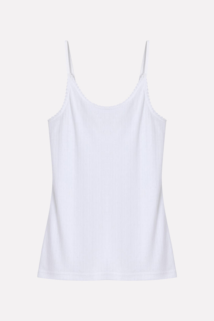 Womens Pointelle Lace Trim Cami with Adjustable Straps Camisole Tank Top