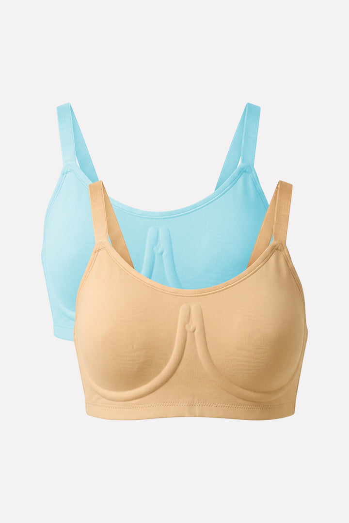 Womens Full Coverage Wire-Free Adjustable Straps T-Shirt Bra