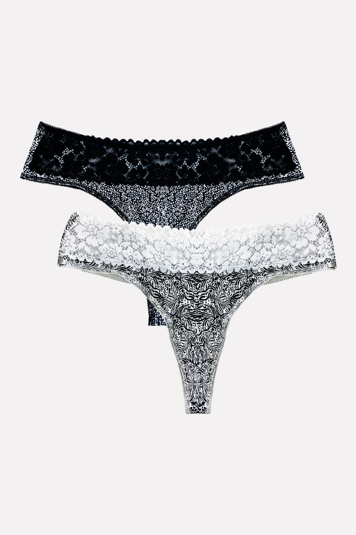 Ladies Mid Rise Lace Front Thong