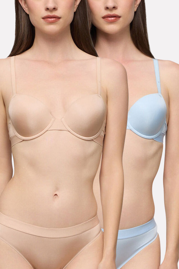 Womens Stretch Microfiber Padded Underwired Balconette Bra