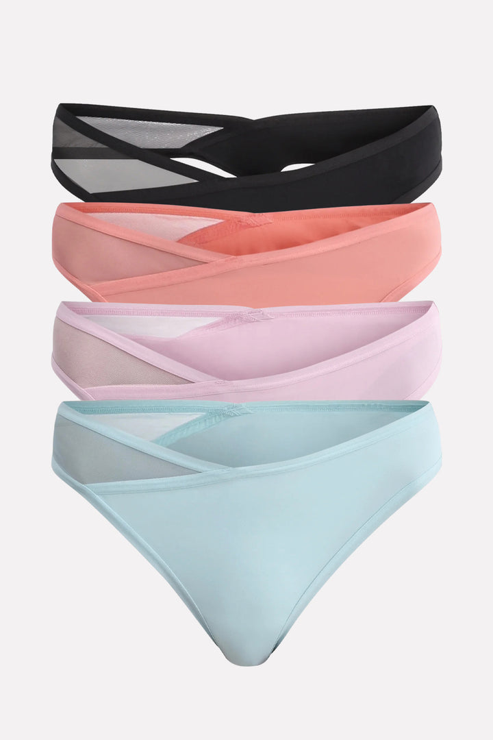 Pack of 4 Womens Micro Minimal Coverage Tag-Free Thong Panty