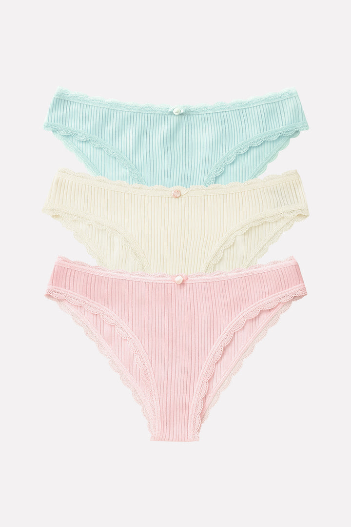 Pack of 3 Womens Ribbed Cotton Panty