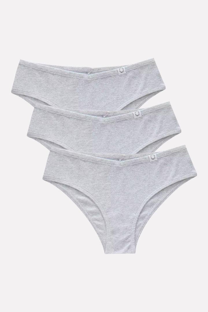 Pack of 3 Womens Cotton Ribbed V Shape Cotton Panty