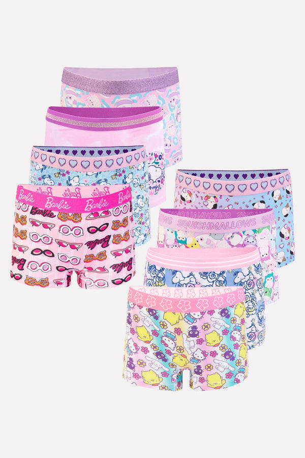 Pack of 5 Girls Soft Stretch Boyshorts Fun Printed Underwear