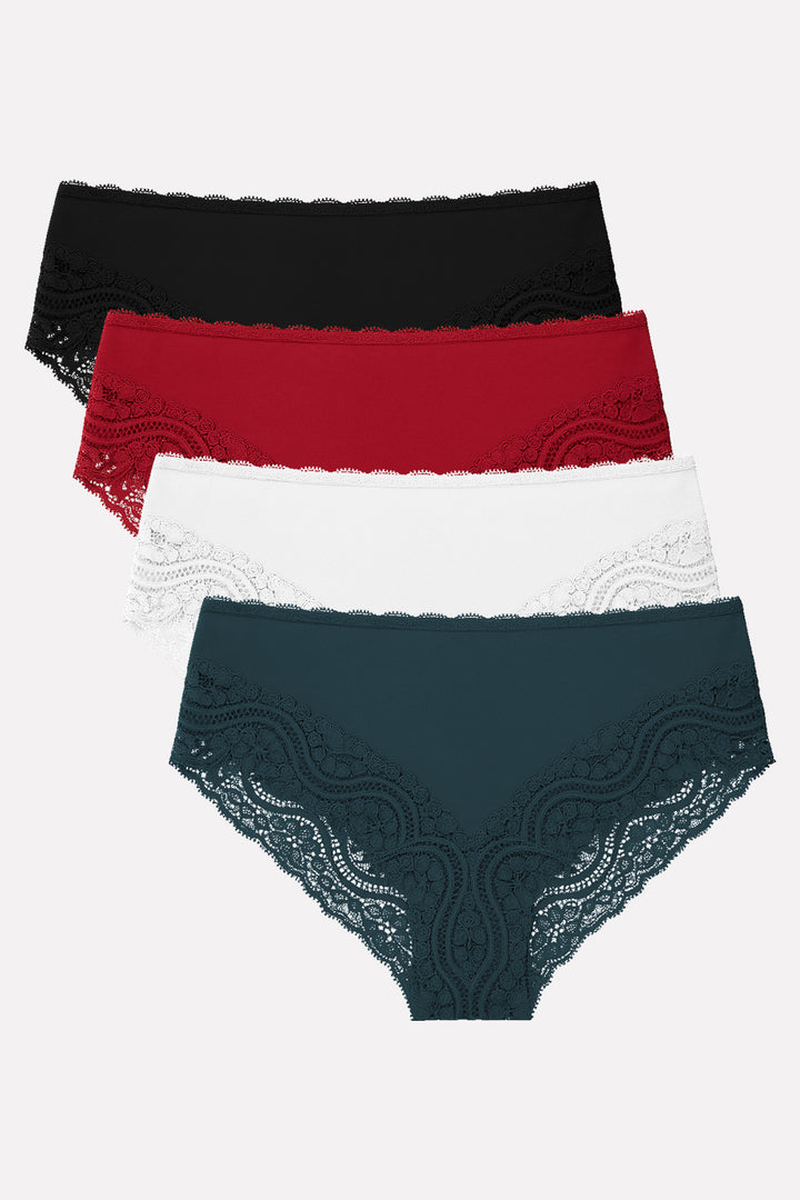 Pack of 3 Womens Premium Soft Stretch Fabric Floral Lace Panty