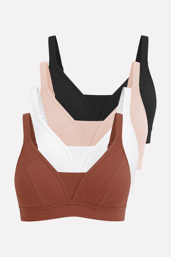 Womens Soft Stretch Ribbed Wire-Free Support Bra