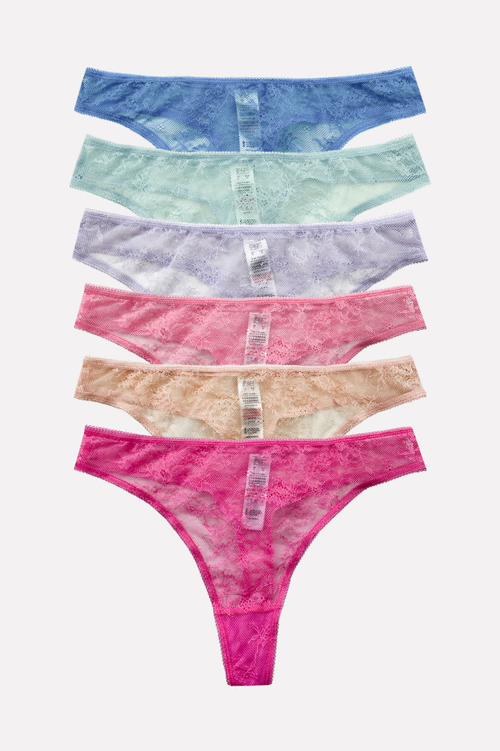 Ladies Mid Rise Lace Front Thong