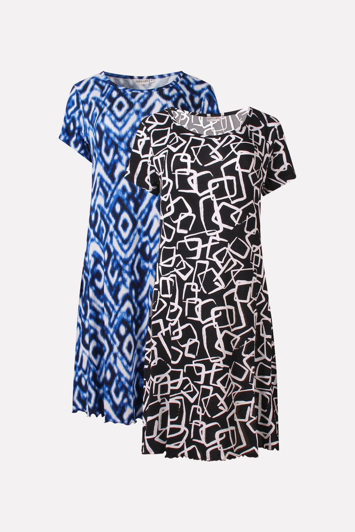 Womens Printed Short Sleeve Soft Stretch Casual Night Dress