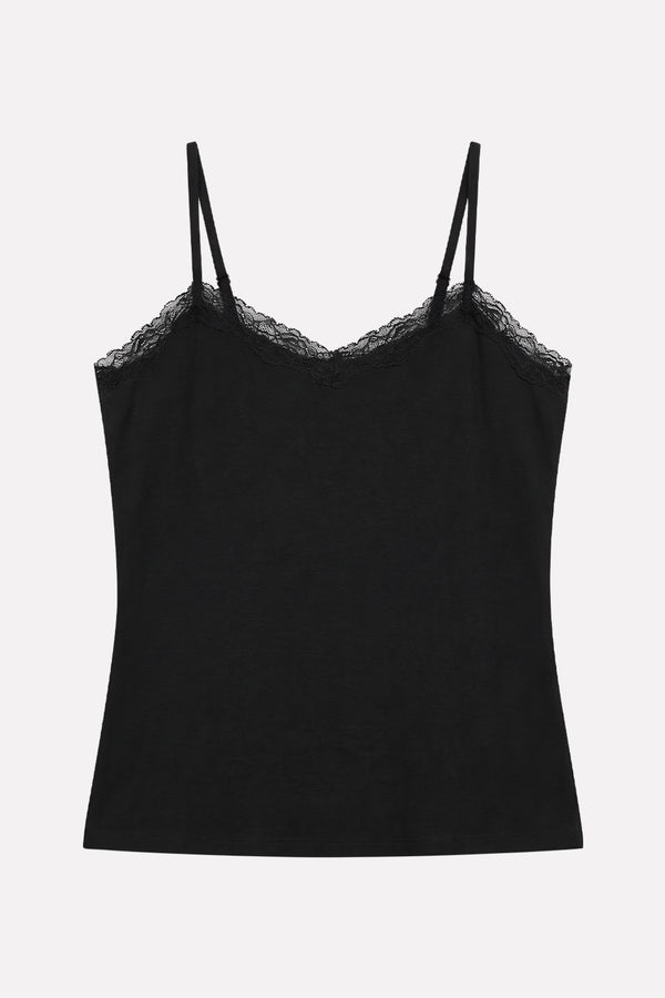 Women’s Lace Trim Camisole Adjustable Straps Tank Top