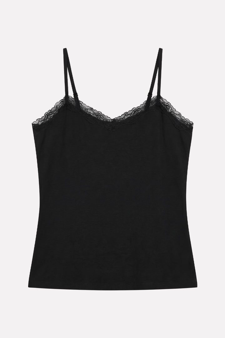 Women’s Lace Trim Camisole Adjustable Straps Tank Top