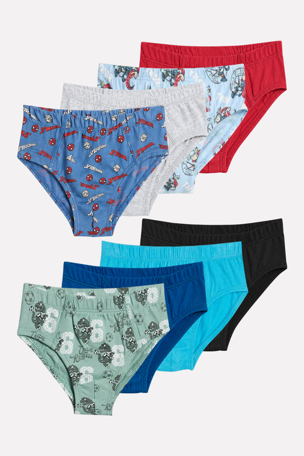 Pack of 5 Boys Cotton Soft Stretch Solid & Printed Briefs Underwear