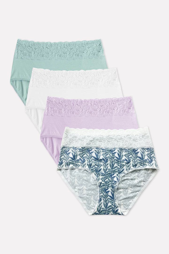 Ladies High Waisted Full Back Cover Printed Brief Panty