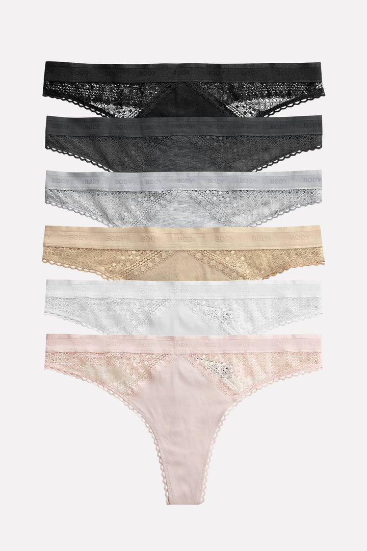Ladies Mid Rise Cotton Lace Thong