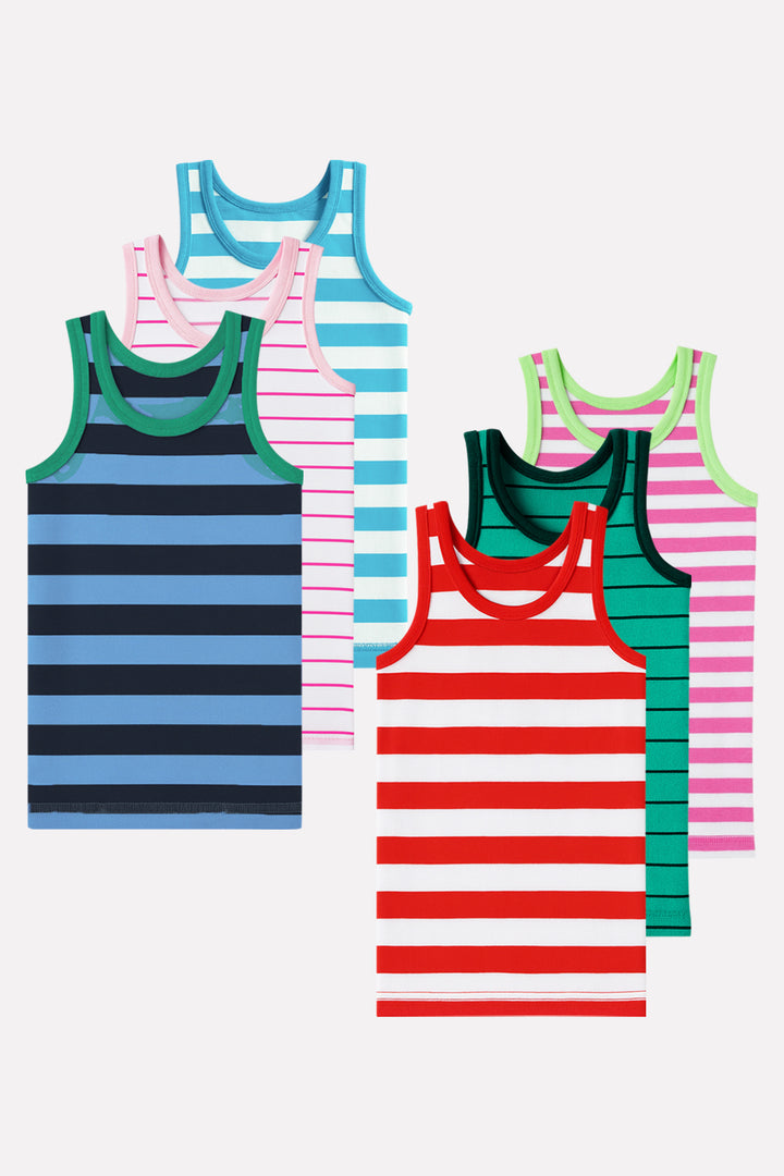 Pack of 5 Kids Premium Soft Cotton Striped Sleeveless Tank Top