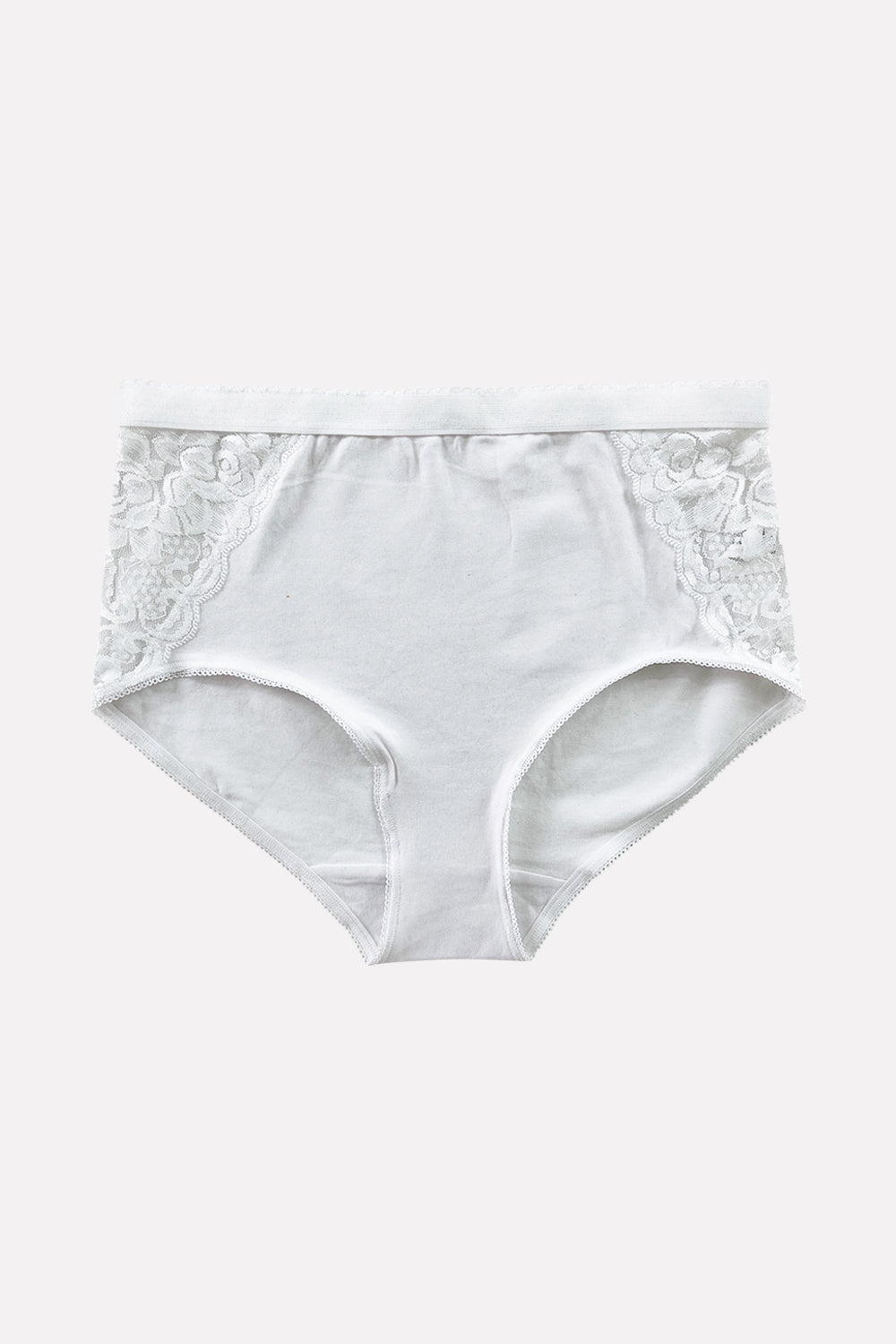 Ladies High Waisted Cotton Stretch Lace Brief Panties