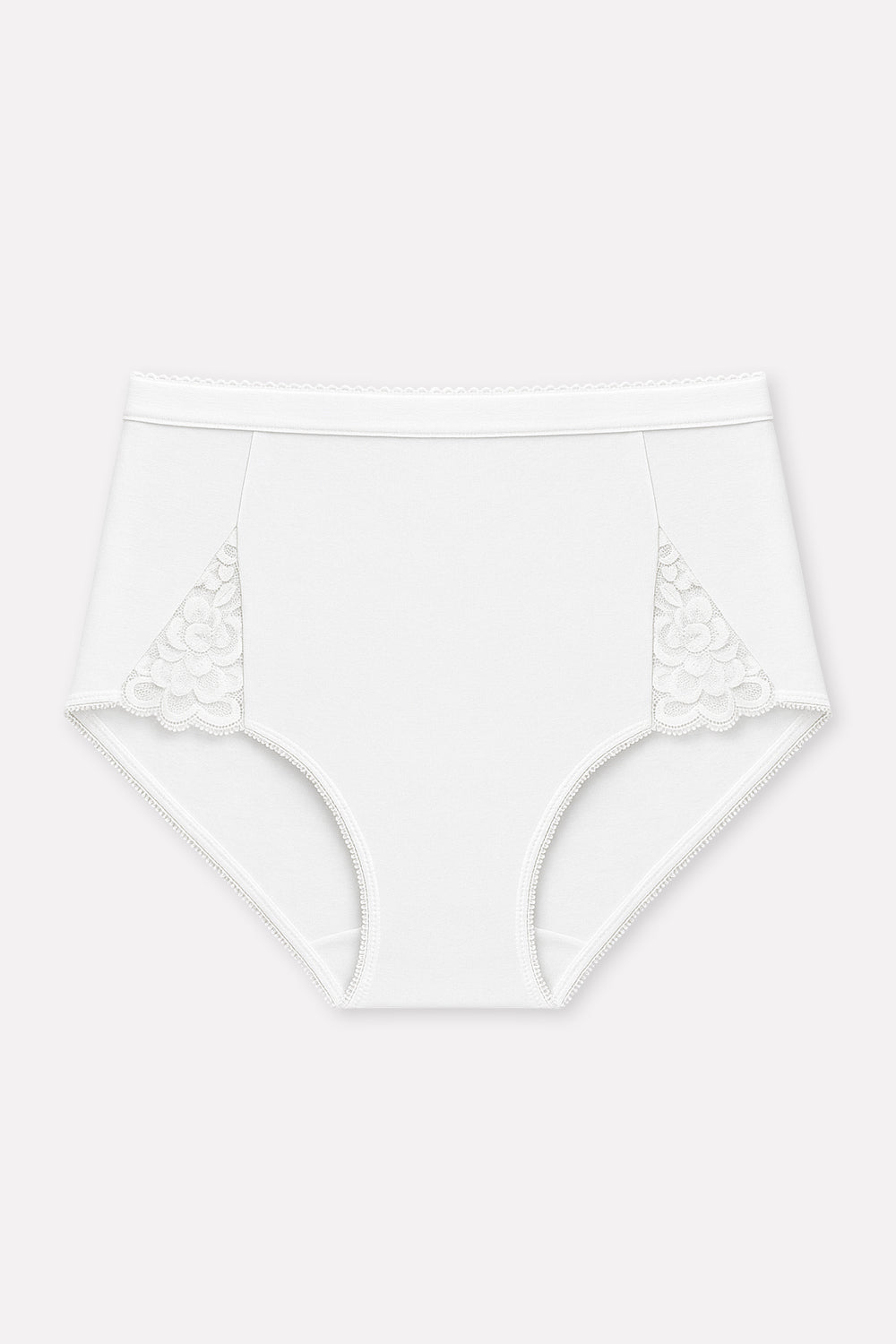 Ladies High Waisted Cotton Stretch Lace Brief Panties