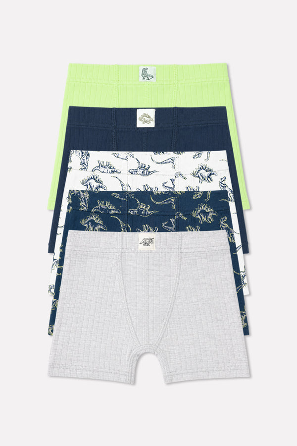Pack of 5 Boys Soft Cotton Ribbed Boxer Underwear