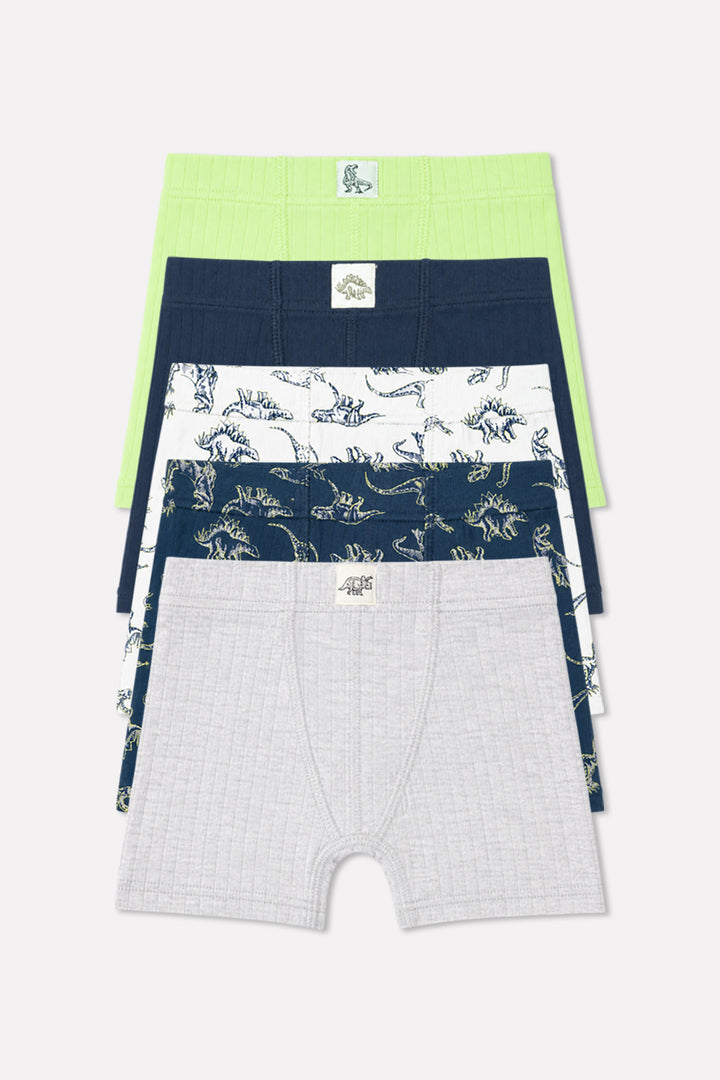 Pack of 5 Boys Soft Cotton Ribbed Boxer Underwear
