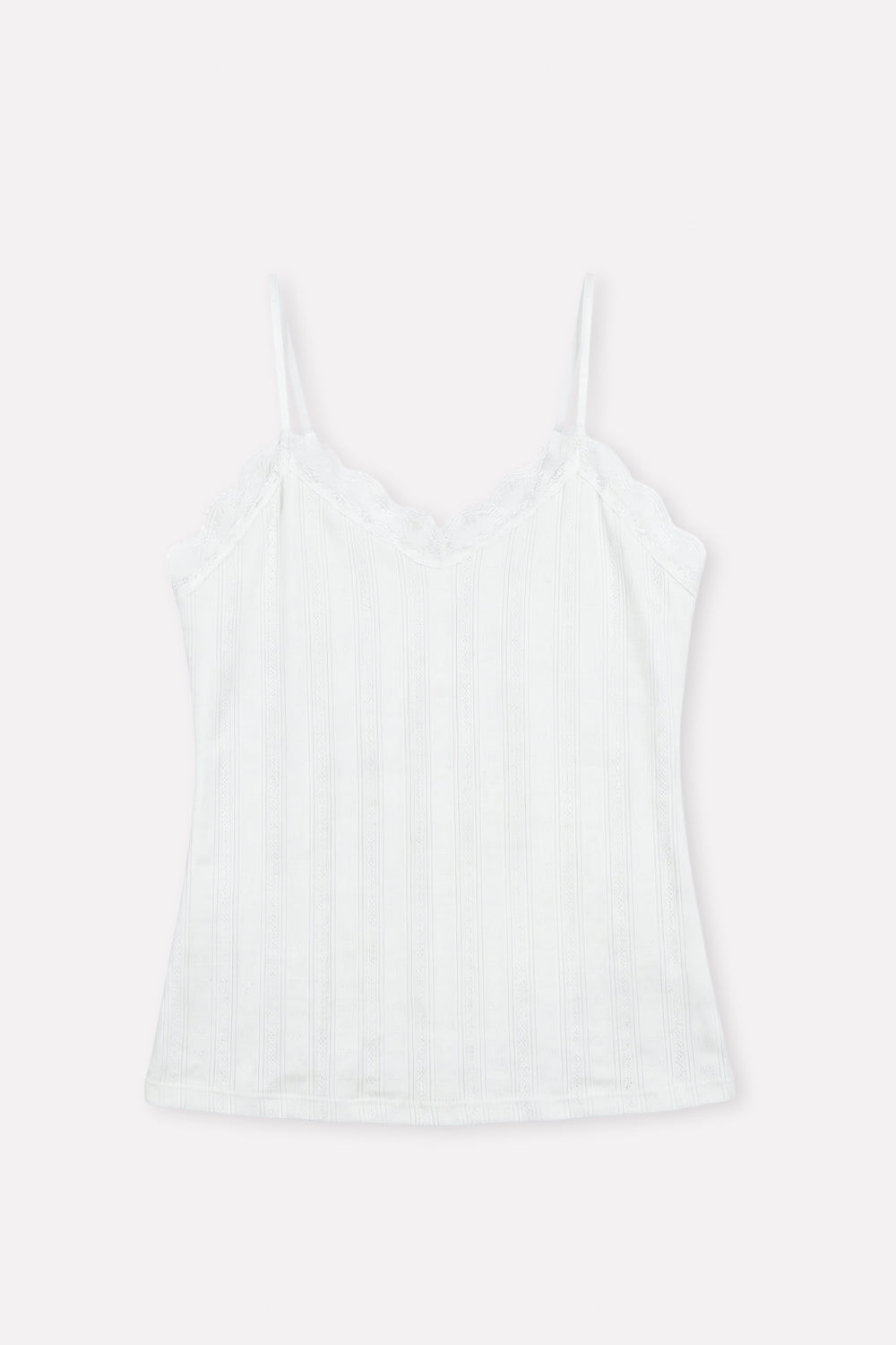 Womens Lace Trim Ribbed Slim Fit Adjustable Strap Camisole Tank Top