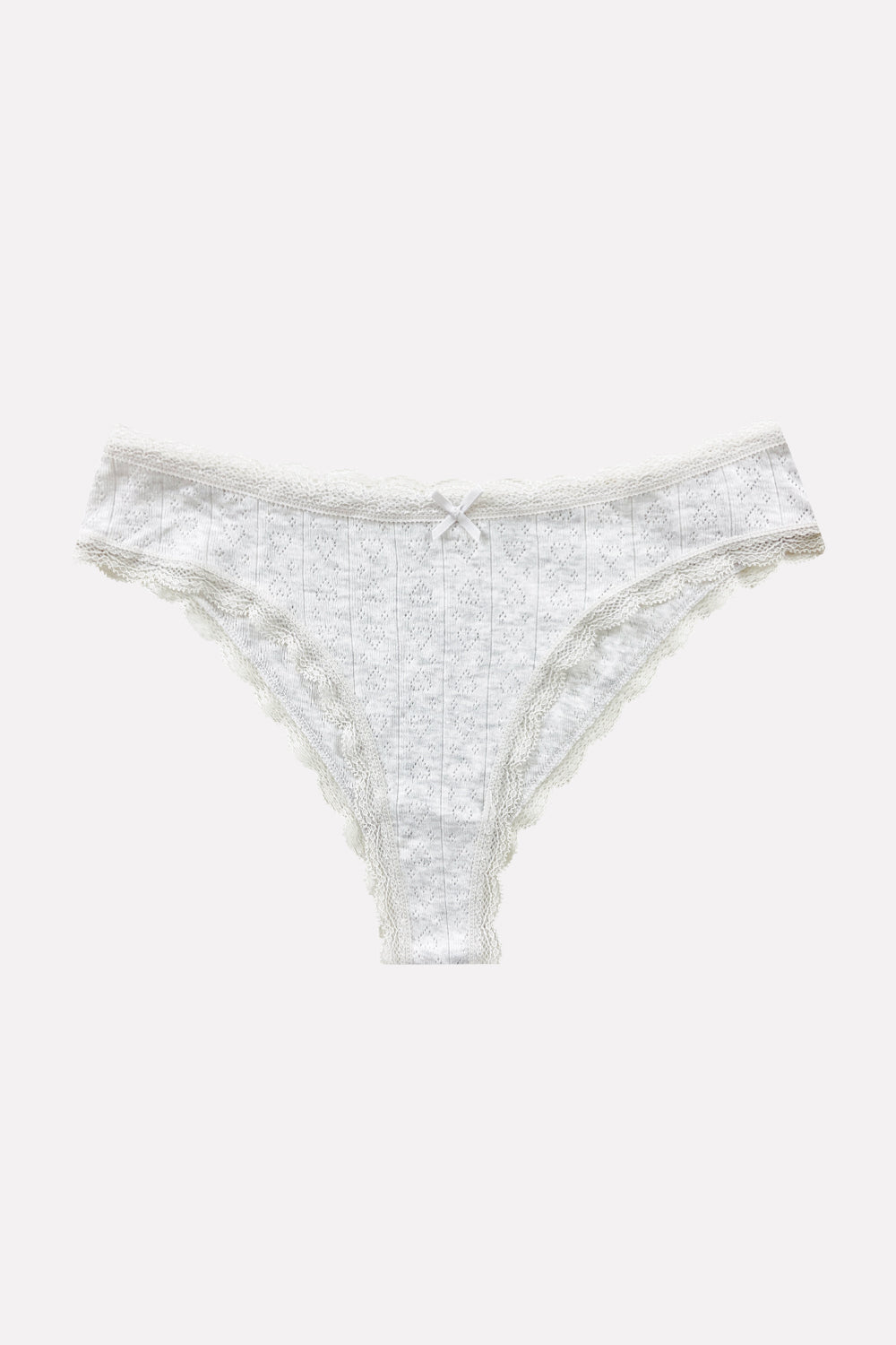 Ladies Lace Trim Pointelle Brazilian Brief Panty
