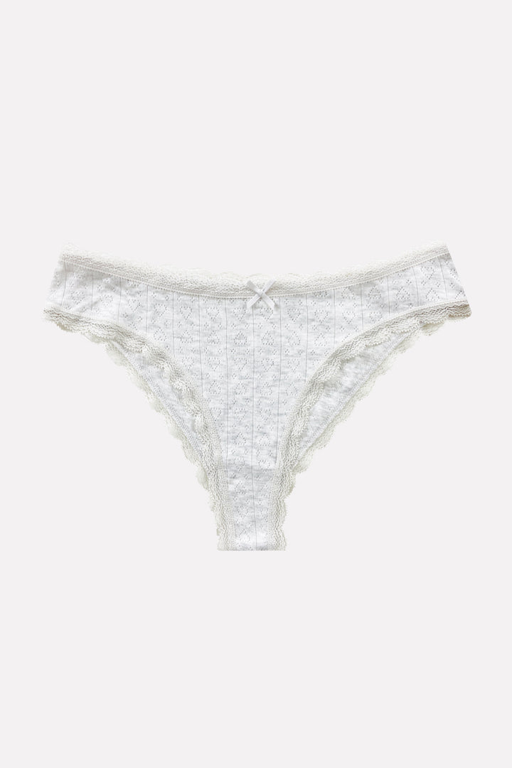 Ladies Lace Trim Pointelle Brazilian Brief Panty