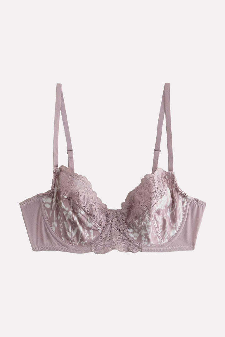 Womens Black Non-Padded Full Cup Underwired Floral Lace Bra