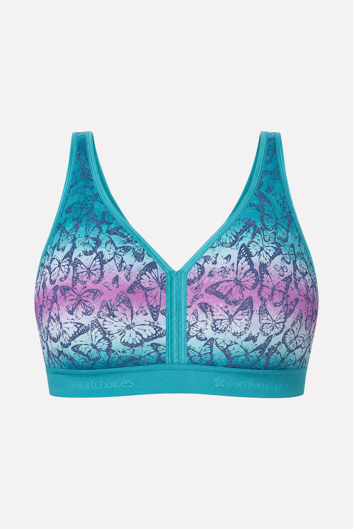 Womens Plus Size Wireless Back-Close Cotton Lounge Bra