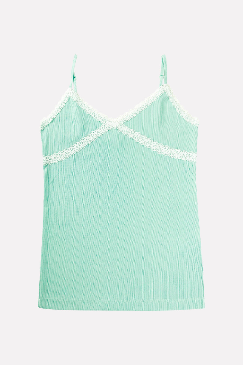 Women's Lace Trim Ribbed Cotton Camisole Tanktop