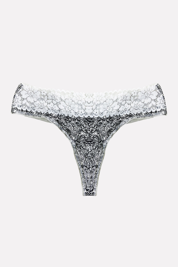 Ladies Mid Rise Lace Front Thong