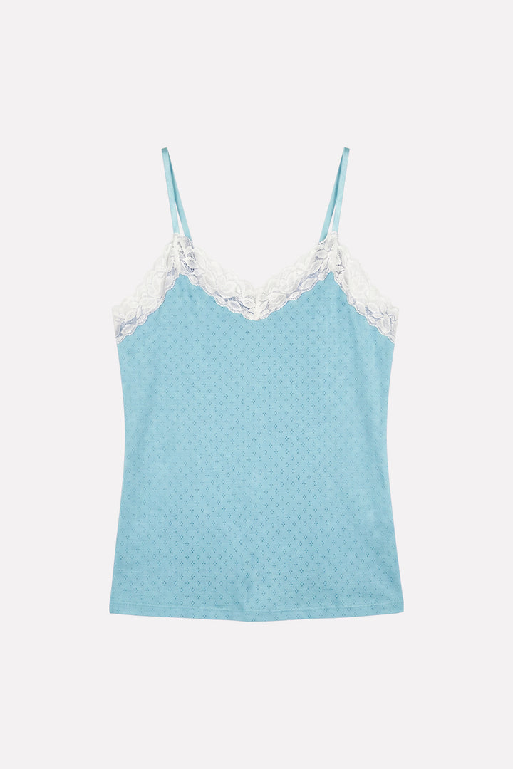 Womens Lace Trim Cotton Camisole Tank Top