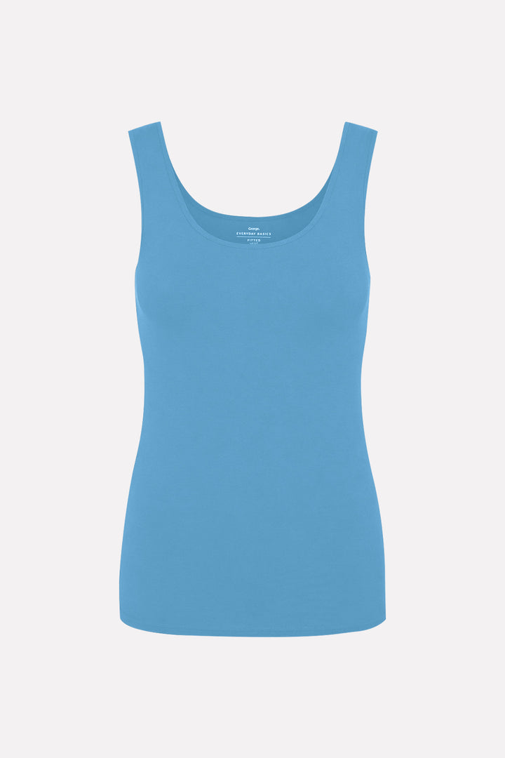 Womens Soft Cotton Sleeveless Scoop Neck Basic Stretch Tank Top