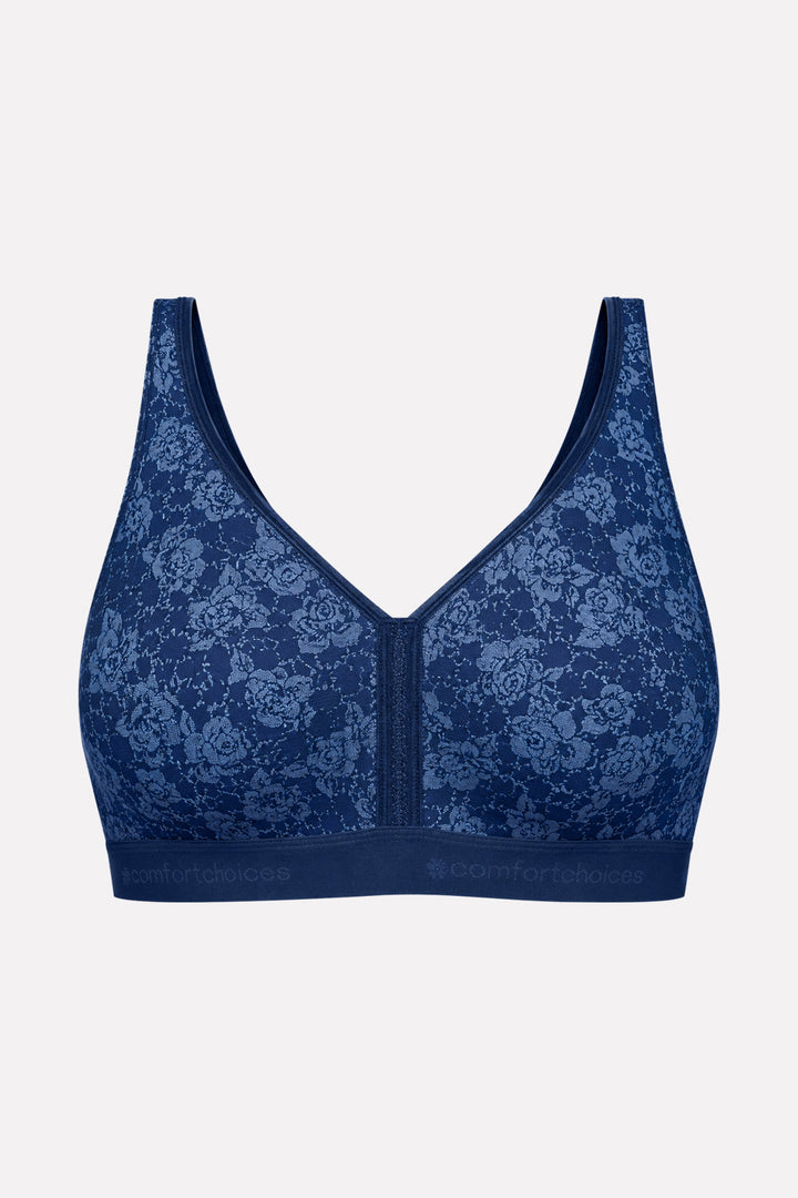 Womens Plus Size Wireless Back-Close Cotton Lounge Bra