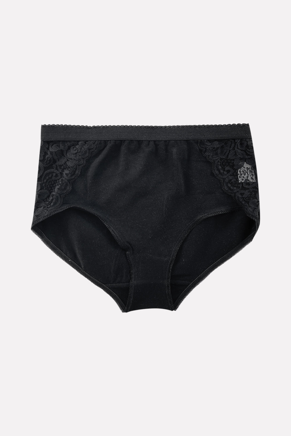 Ladies High Waisted Cotton Stretch Lace Brief Panties