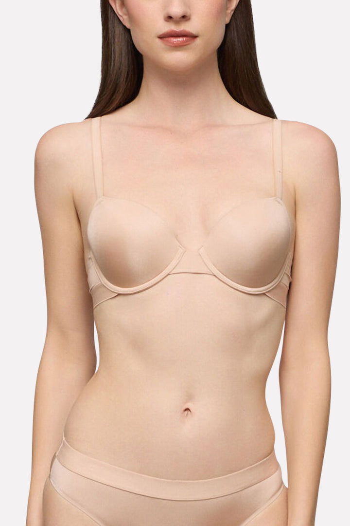 Womens Stretch Microfiber Padded Underwired Balconette Bra