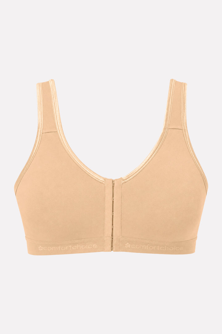 Womens Plus Size Wireless Front-Close Cotton Lounge Bra