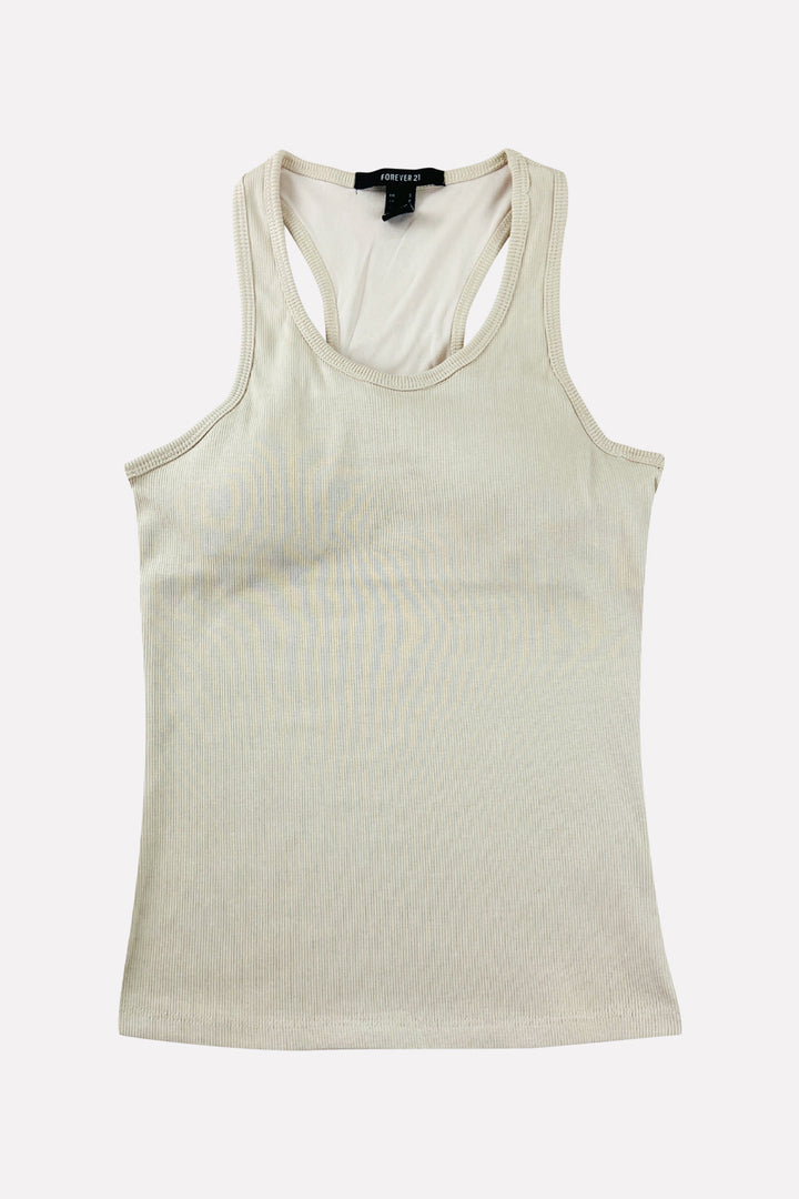 Womens Ribbed Built in Padded Bra Cotton Tank Top