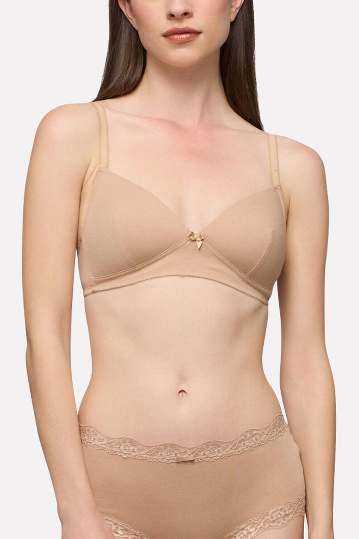 Womens Padded Triangle Stretch Cotton Wireless Bra