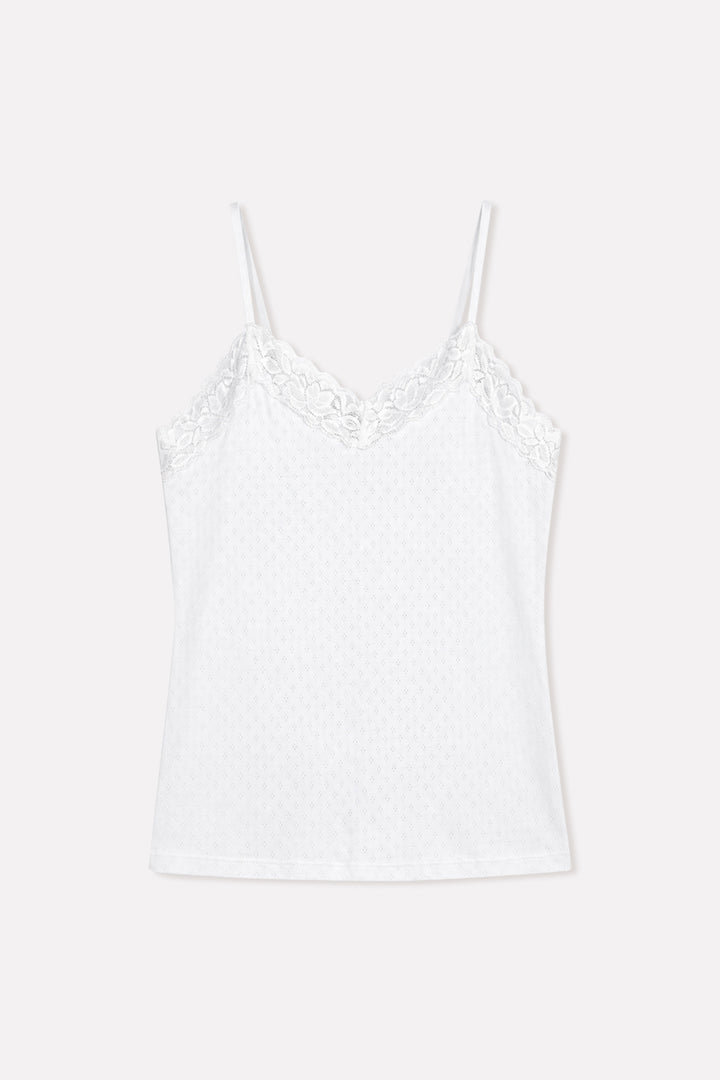 Womens Lace Trim Cotton Camisole Tank Top