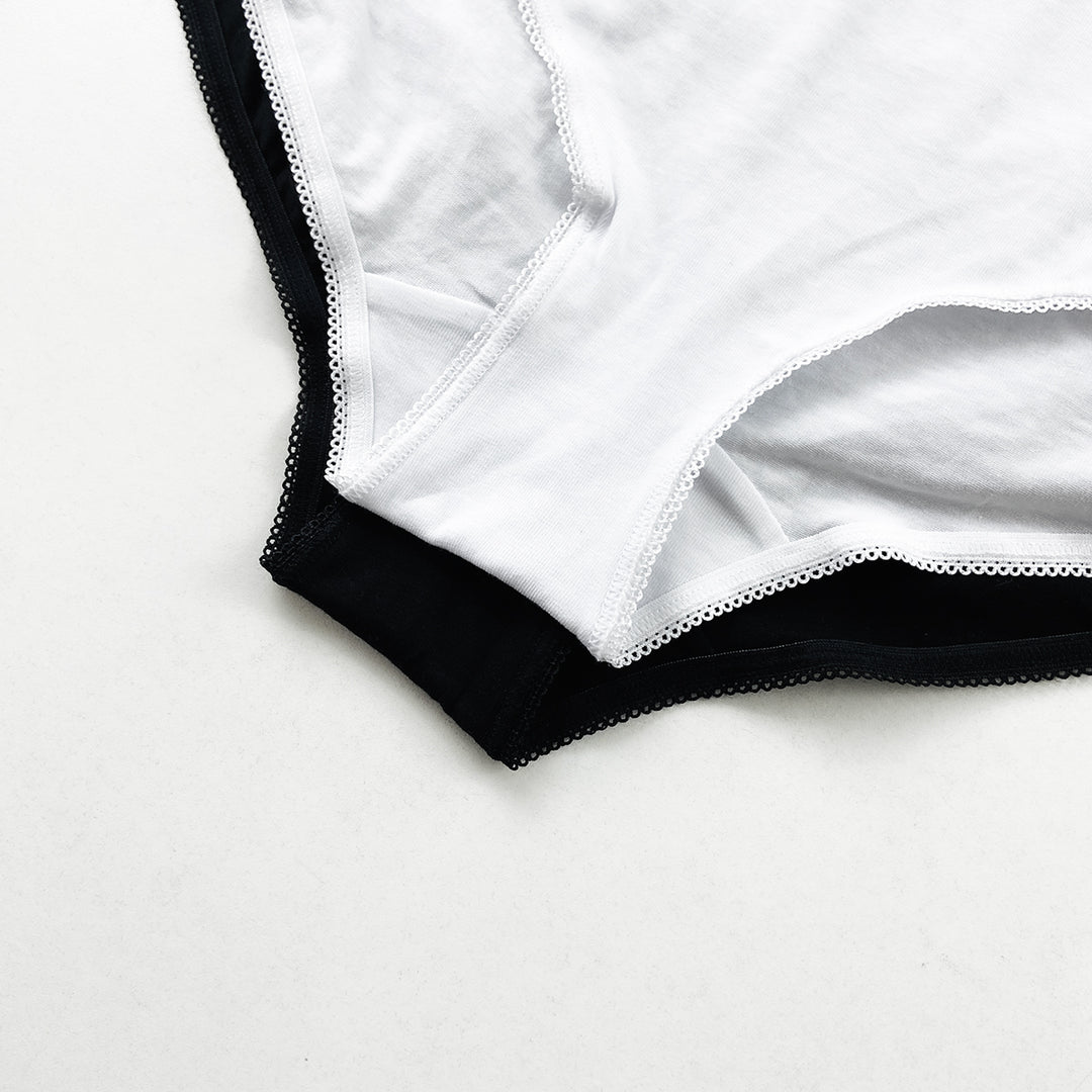Ladies High Waisted Cotton Stretch Lace Brief Panties