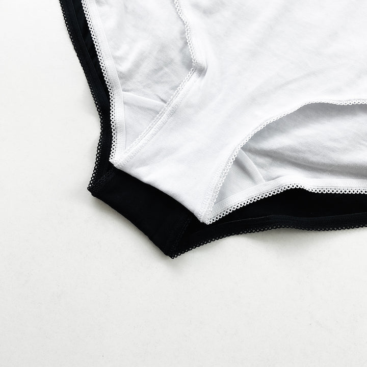 Ladies High Waisted Cotton Stretch Lace Brief Panties