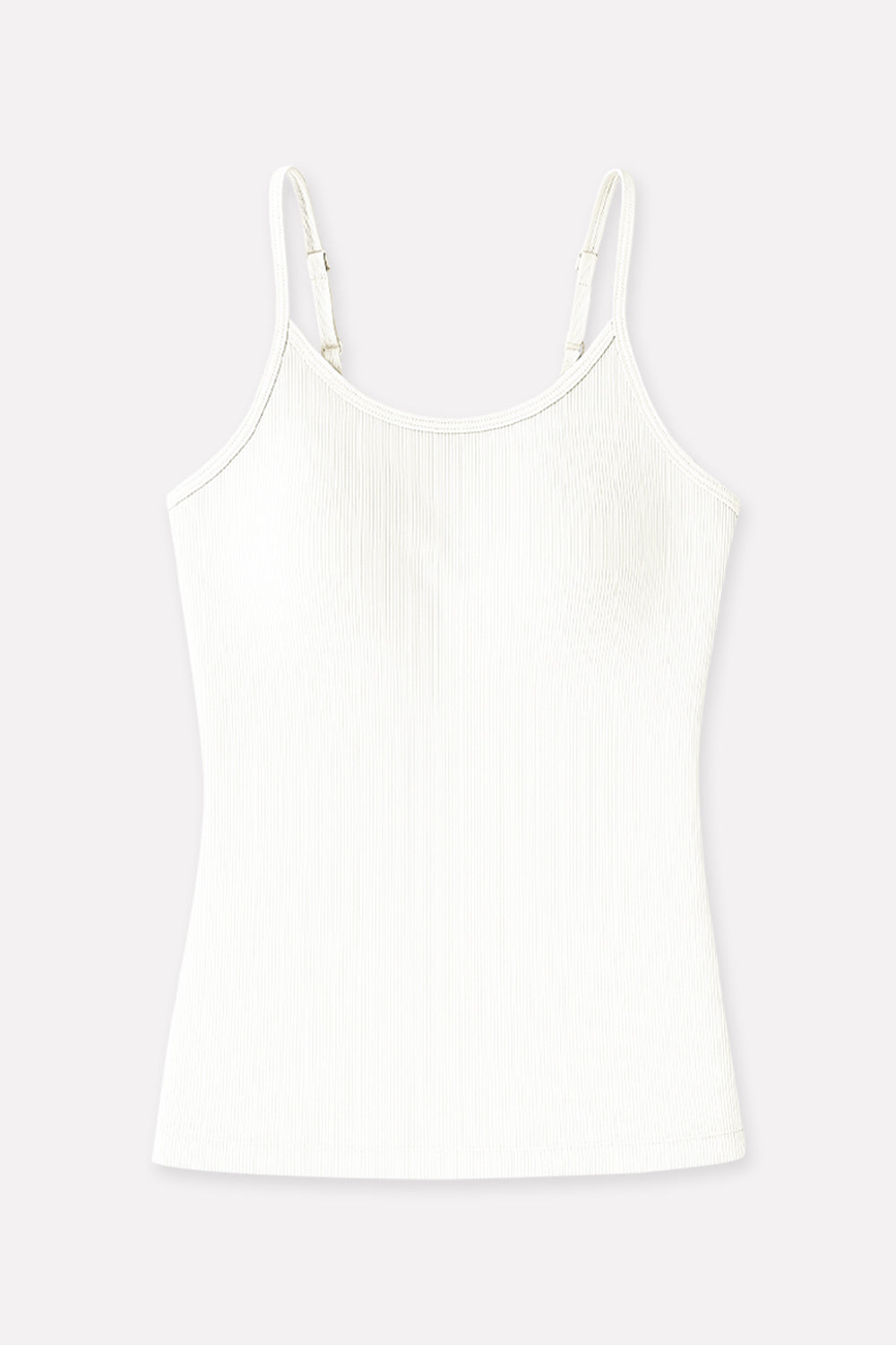 Womens Adjustable Straps Ribbed Built in Padded Bra Cotton Tank Top